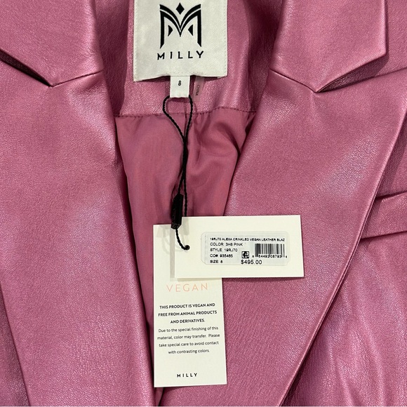 NWT MILLY Alexa Crinkled Faux
Leather Blazer - Picture 7 of 8